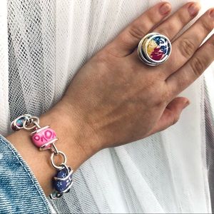 Viva Beads Handmade Silver Chain Bracelet & Ring Lot NWT